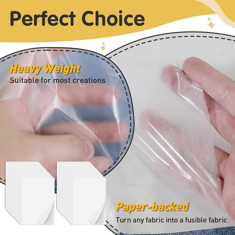 Iffitya Iron On Adhesive Sheets 40PCS, Heavy Weight Double-Sided Heat Melt Fabric Glue Sheet, A4 Size Fusible Adhesive Sheets, Press-on Patch Iron On Tape, Fusible Interfacing for Sewing, Heat and Bond - Image 3